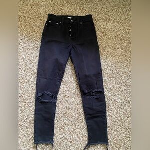 Levi Black High-Waist Distressed Wedgie Skinny Jeans
